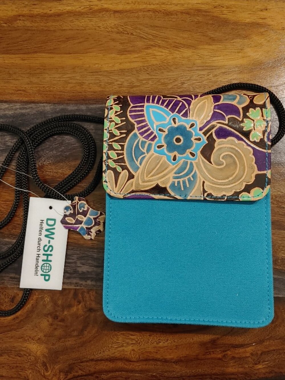Hand Painted Leather & Canvas Accent Purse from Germany by DW-SHOP